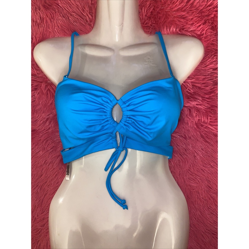 Victoria Secret Pink Swim Bikini Top Cut Out Size Medium Marine Blue Adjustable